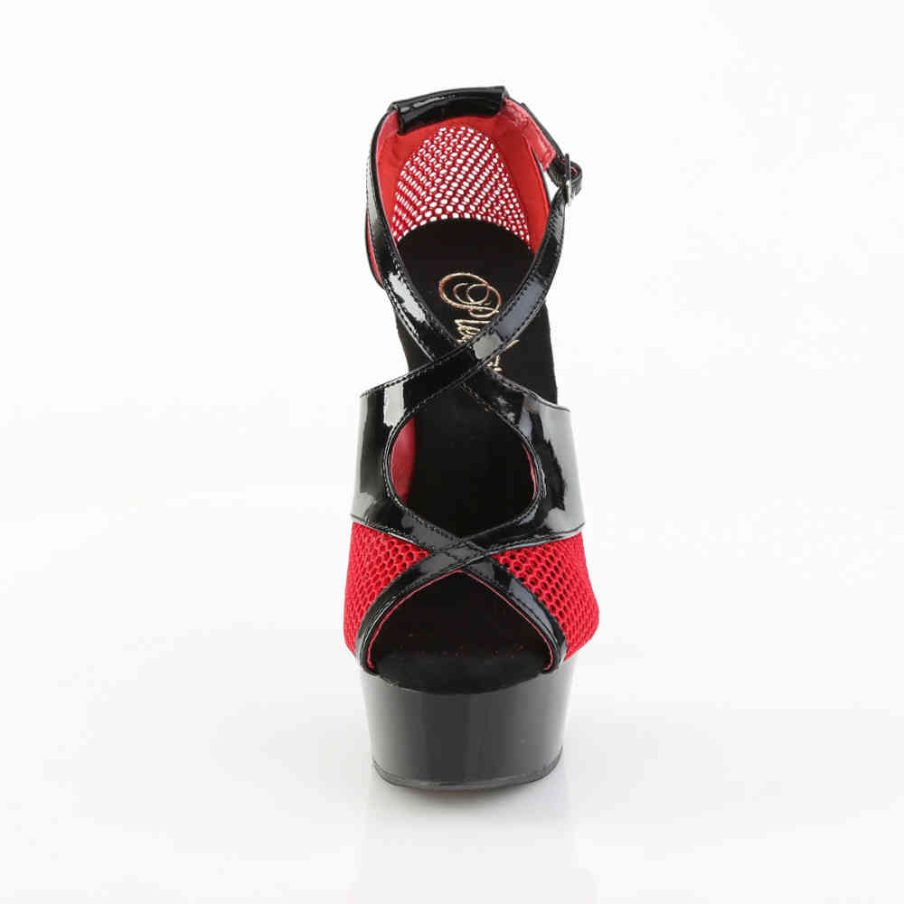 Pleaser - DELIGHT-652-1 Ankle strap sandal - Black/Red